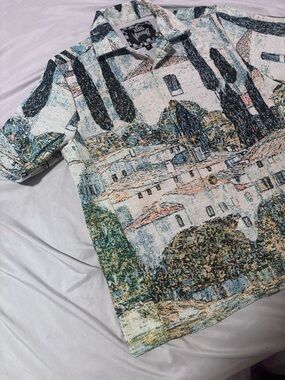 rebels Men's Scenic Button-Down Shirt in Green, Blue, Black